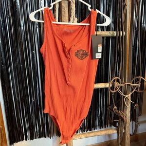 Harley-Davidson Vibrant Orange Ribbed bodysuit